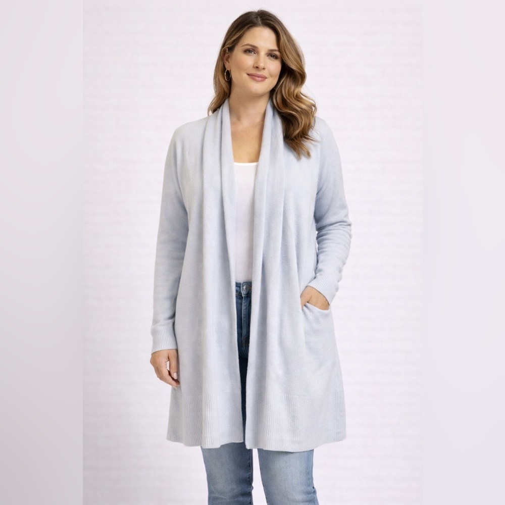 Barefoot Dreams M CozyChic UltraLite Pale Blue Cardigan Sweater